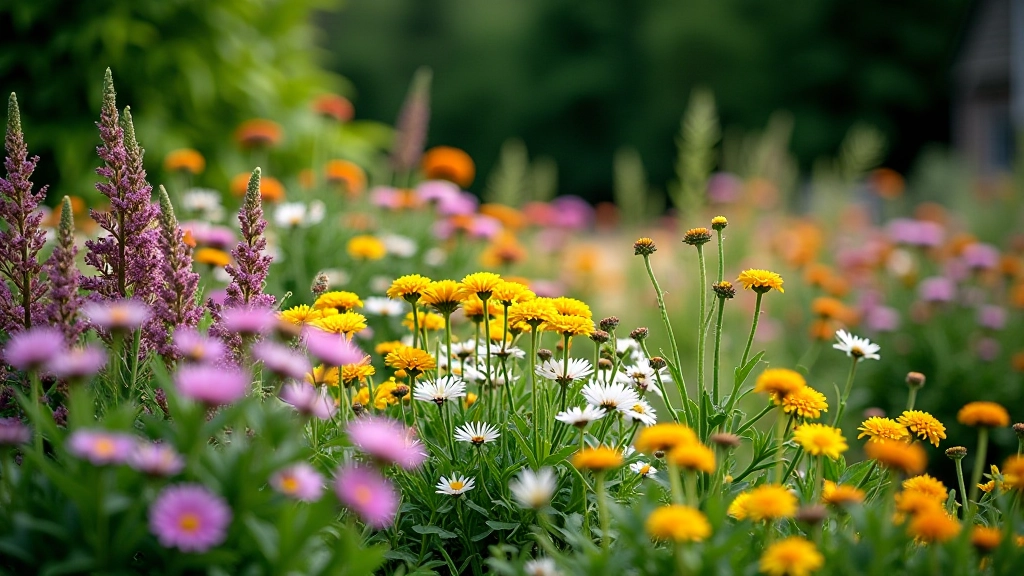 Perennial flower bed with mixed plantings