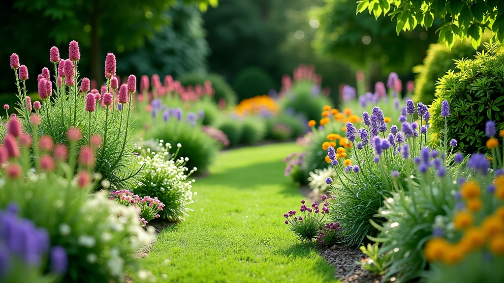 Cottage garden with layered perennials