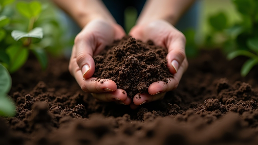 Close-up of soil texture in garden bed